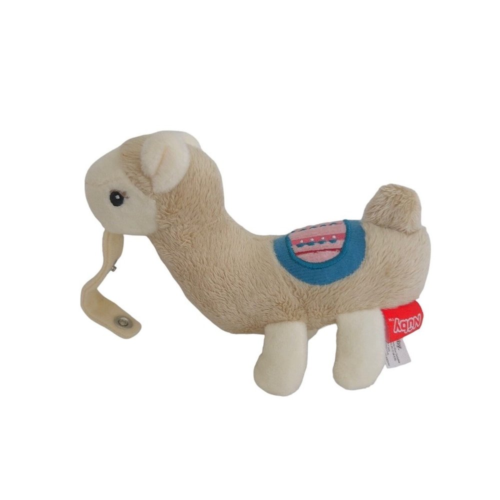 Nuby Snuggleez Pacifier Holder 6.5” Llama Plush Tan Stuffed Toy‎ Replacement